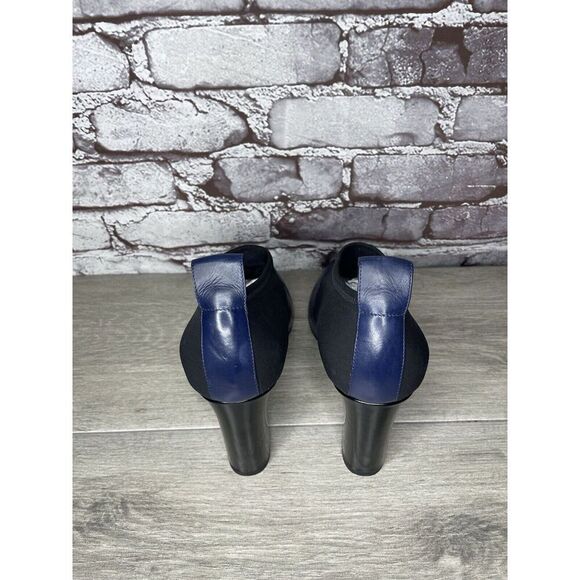 Via Spiga Midnight Navy Blue Leather Black Fabric Heels Women Sz 8.5B US/38.5EU - Picture 5 of 16